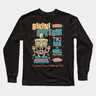 Bikini Bottom Tiki Bar - Vintage Surf - Hawaii Island Vacation Long Sleeve T-Shirt